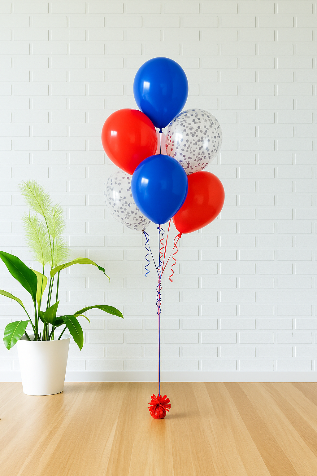 Celebration Red, Blue & Confetti Balloon Bouquet